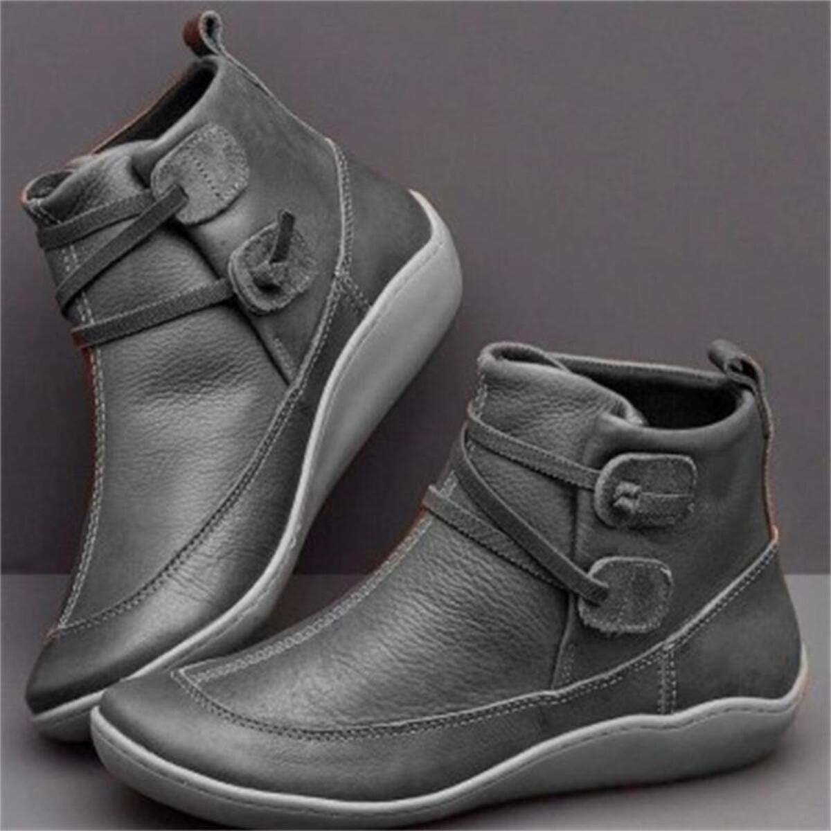Button Detail Ankle Boots