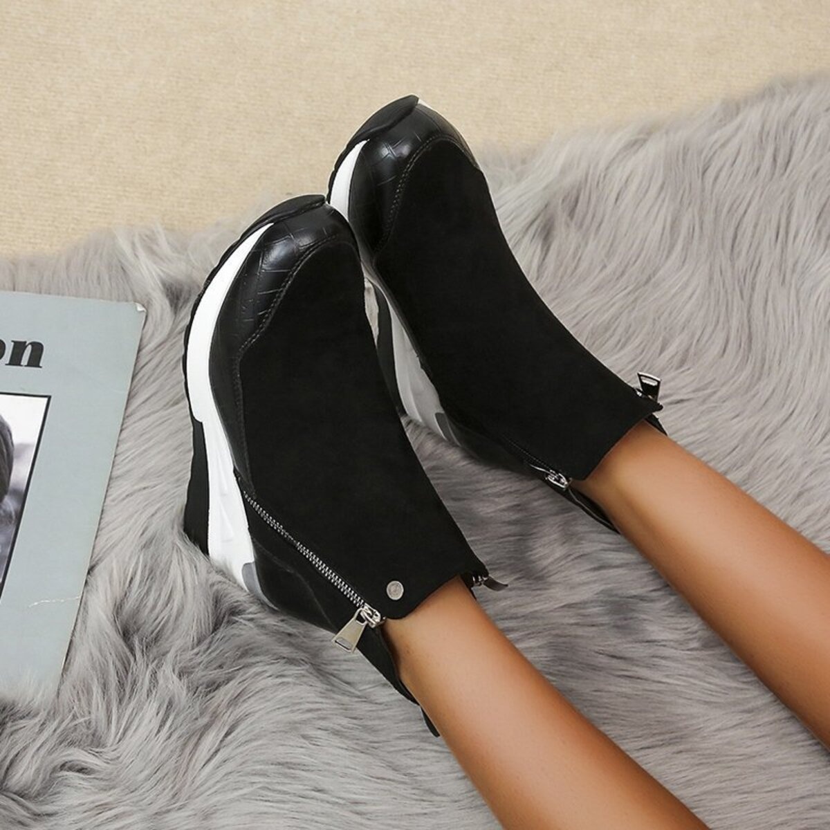 Side Zipper Ankle Boots
