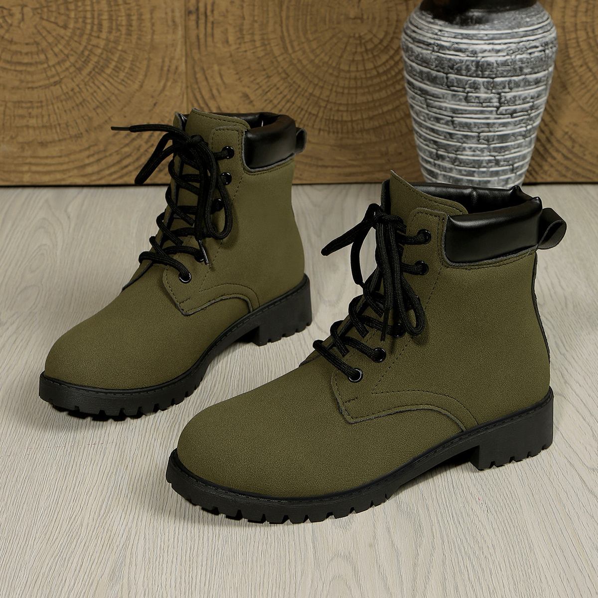 Lace Up Block Heel Boots
