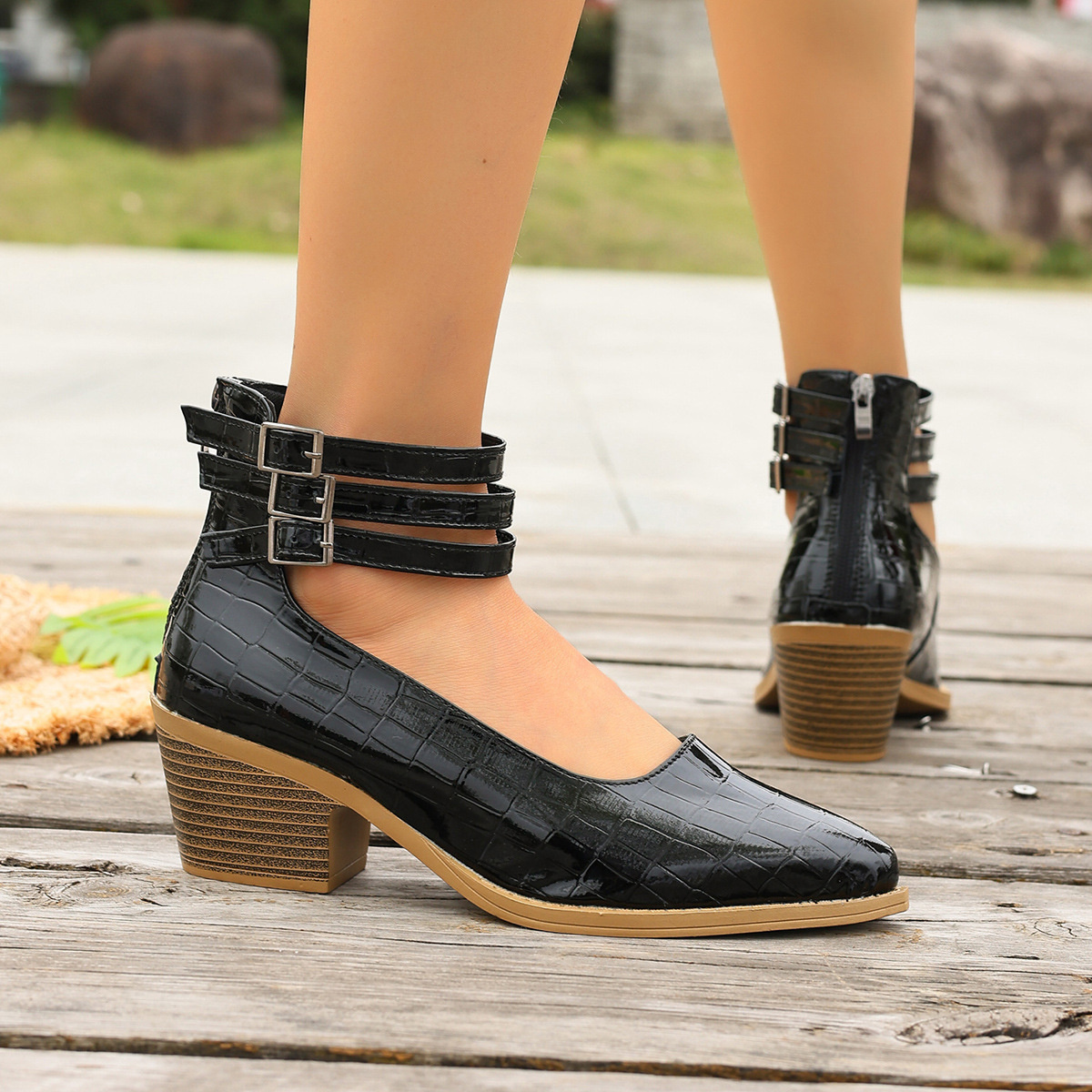 Point Toe Block Heels Pumps