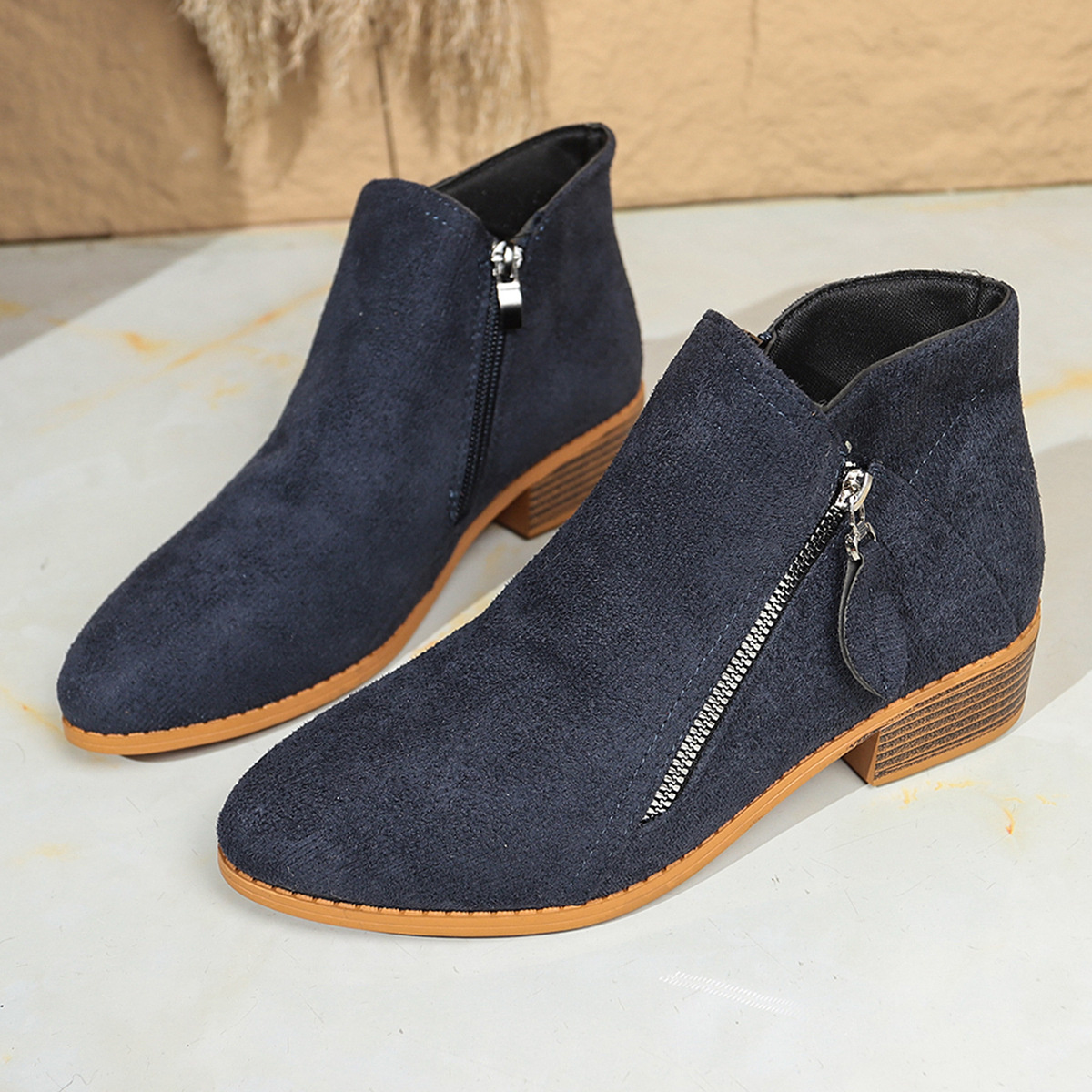 Point Toe Block Heels Boots