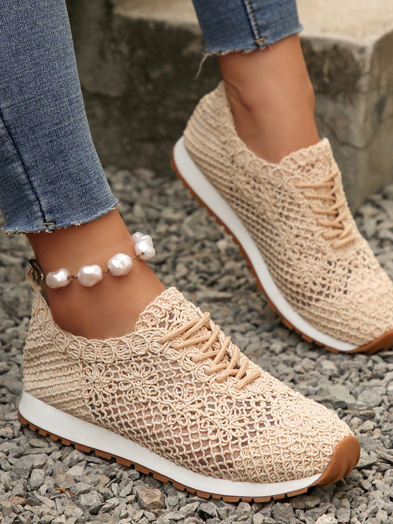 Breathable Mesh Lace-Up Sneakers