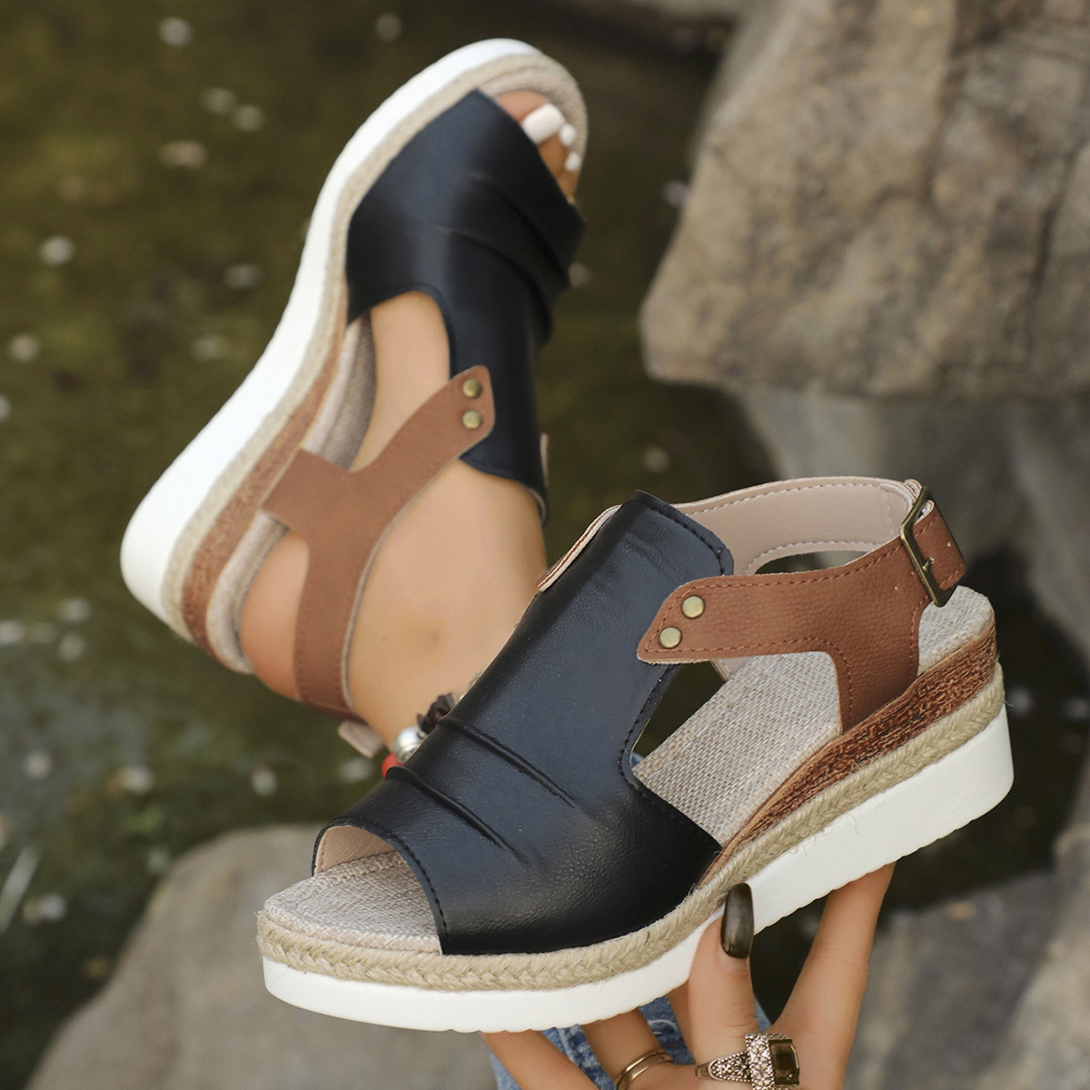 Peep Toe Wedge Sandals