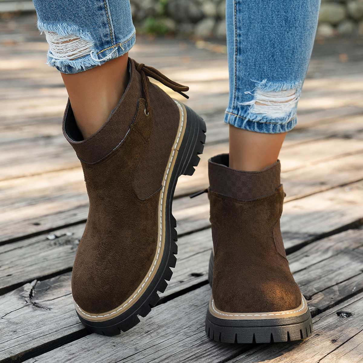 Round Toe Platform Boots
