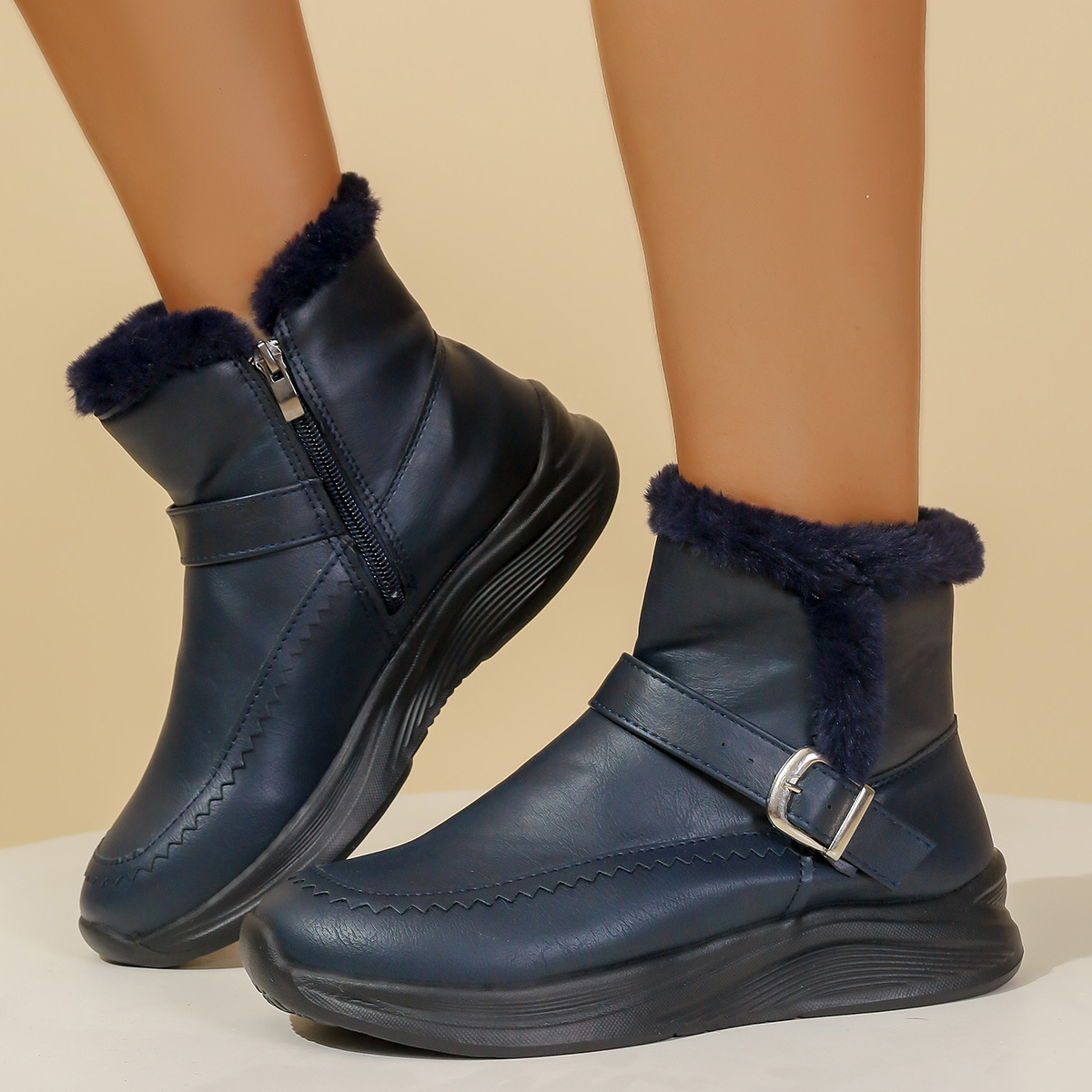 Faux Fur Lined Winter Ankle Boots