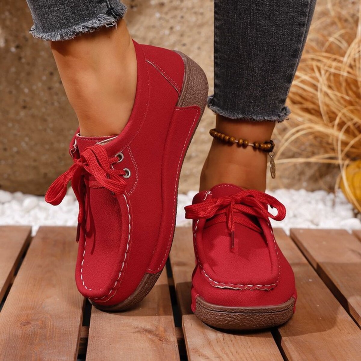 Round Toe Lace Up Sneakers