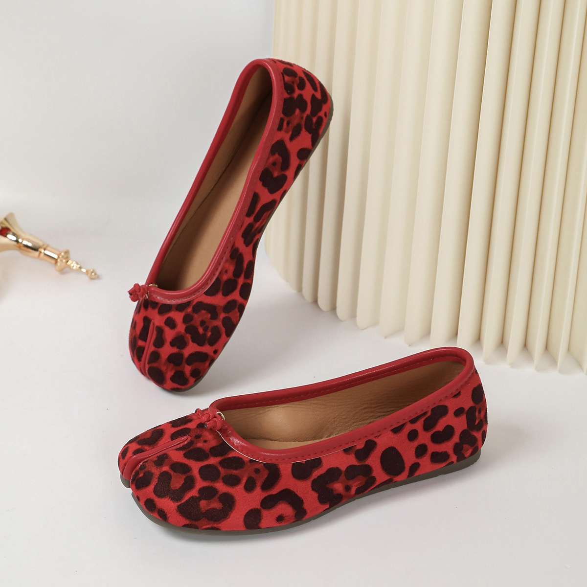 Split-Toe Leopard Print Slip-Ons