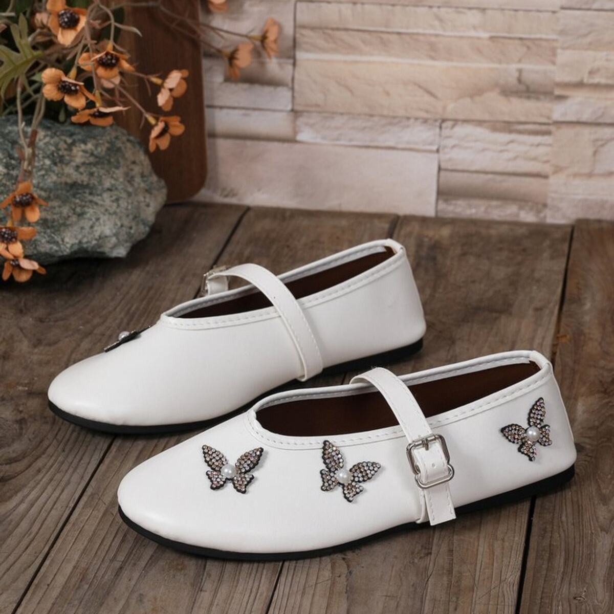 Butterfly Embellished Mary Jane Loafers