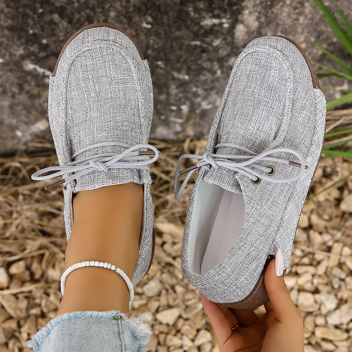 Round Toe Lace-Up Sneakers