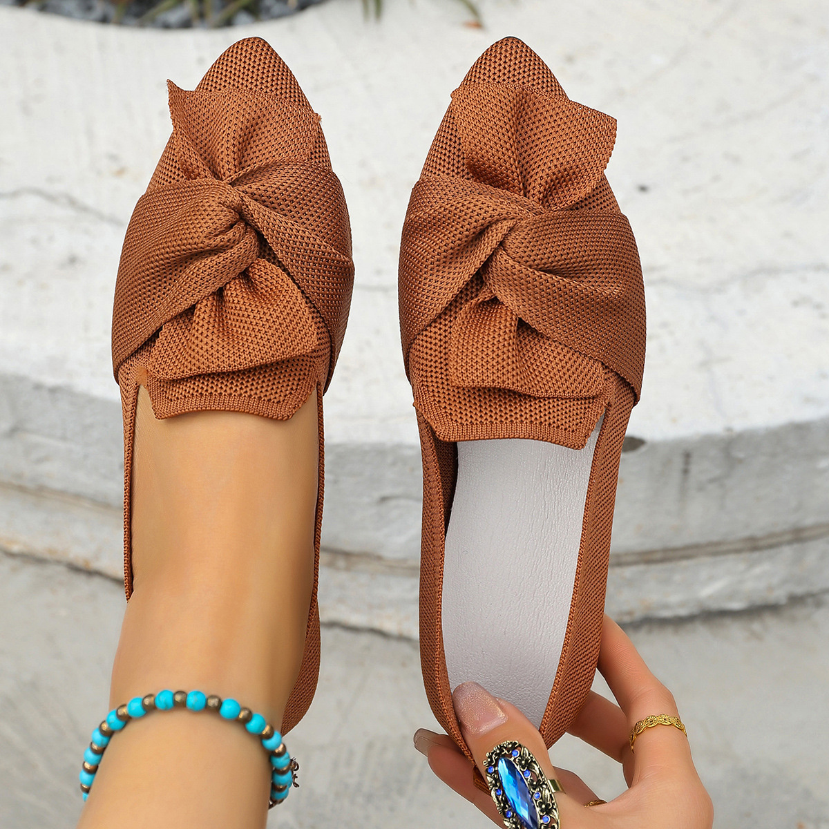Bow Point Toe Flats Slip-Ons