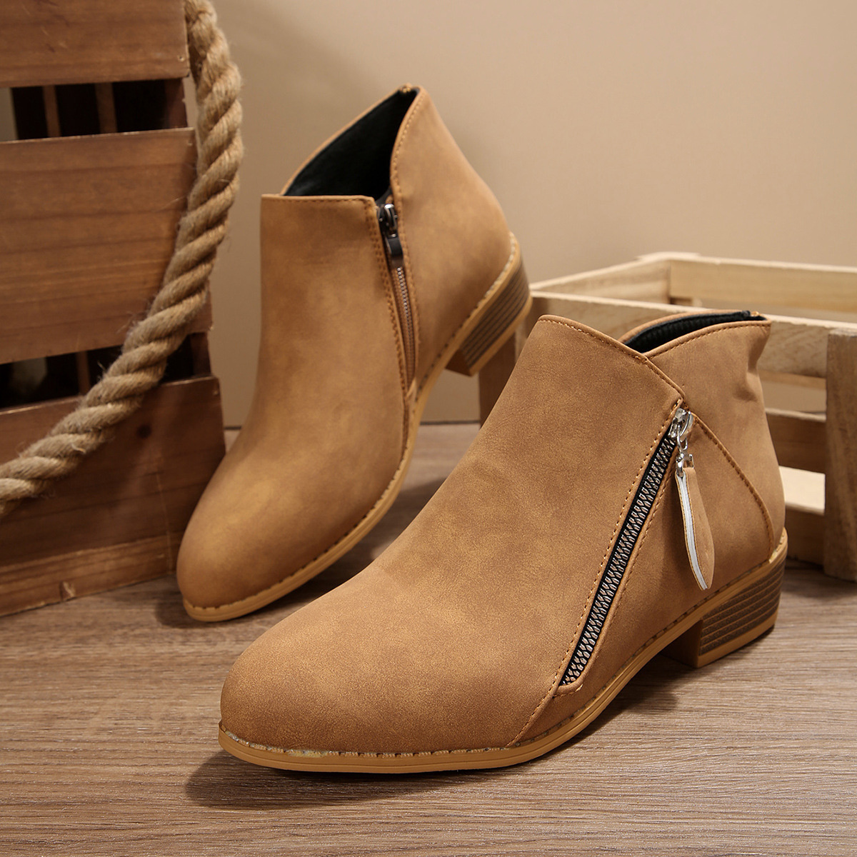 Block Heels Ankle Boots