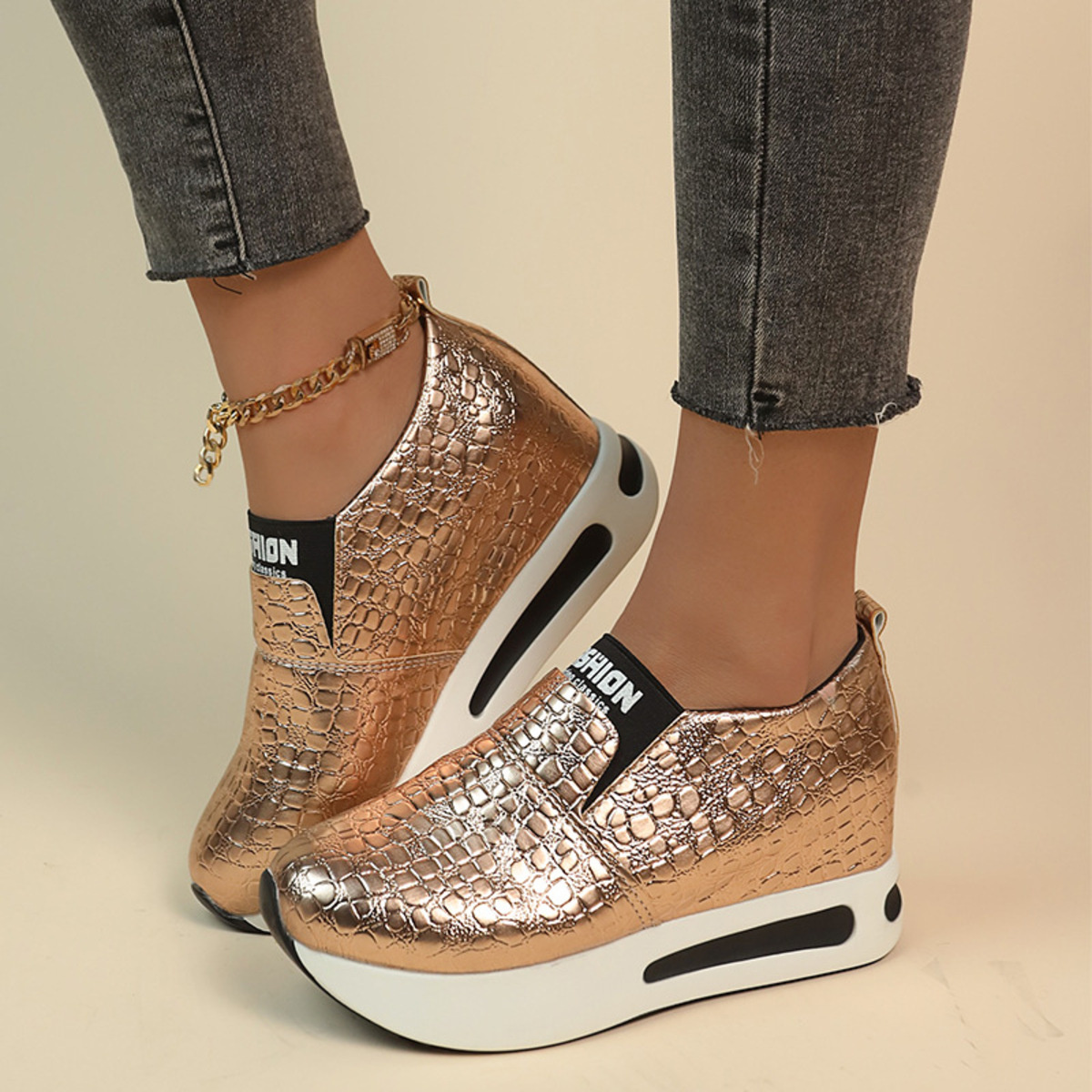 Round Toe Platform Slip-Ons
