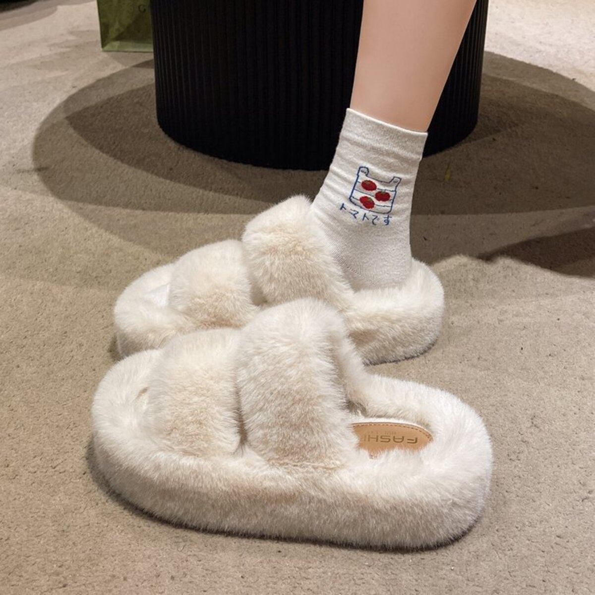 Fuzzy Open Toe Slippers