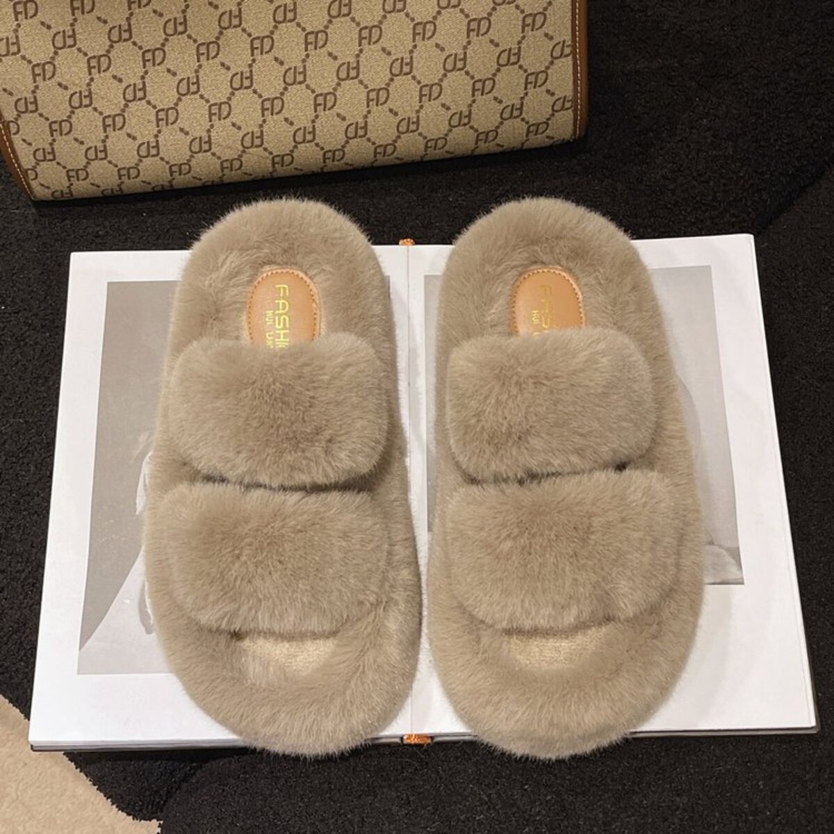 Fuzzy Open Toe Slippers