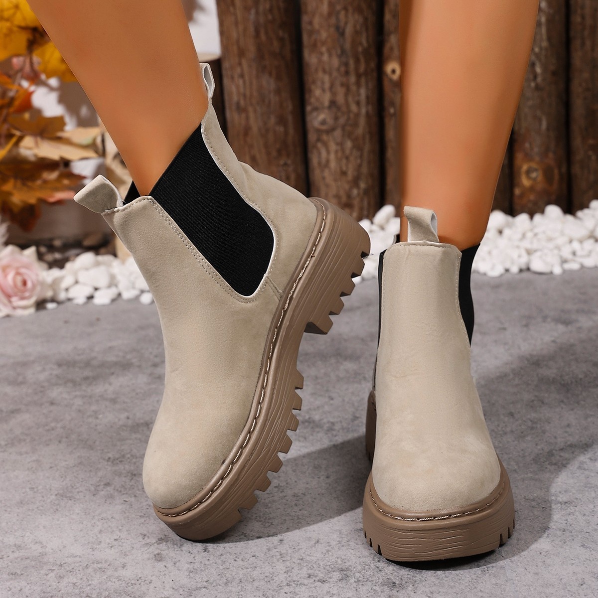Round Toe Platform Boots