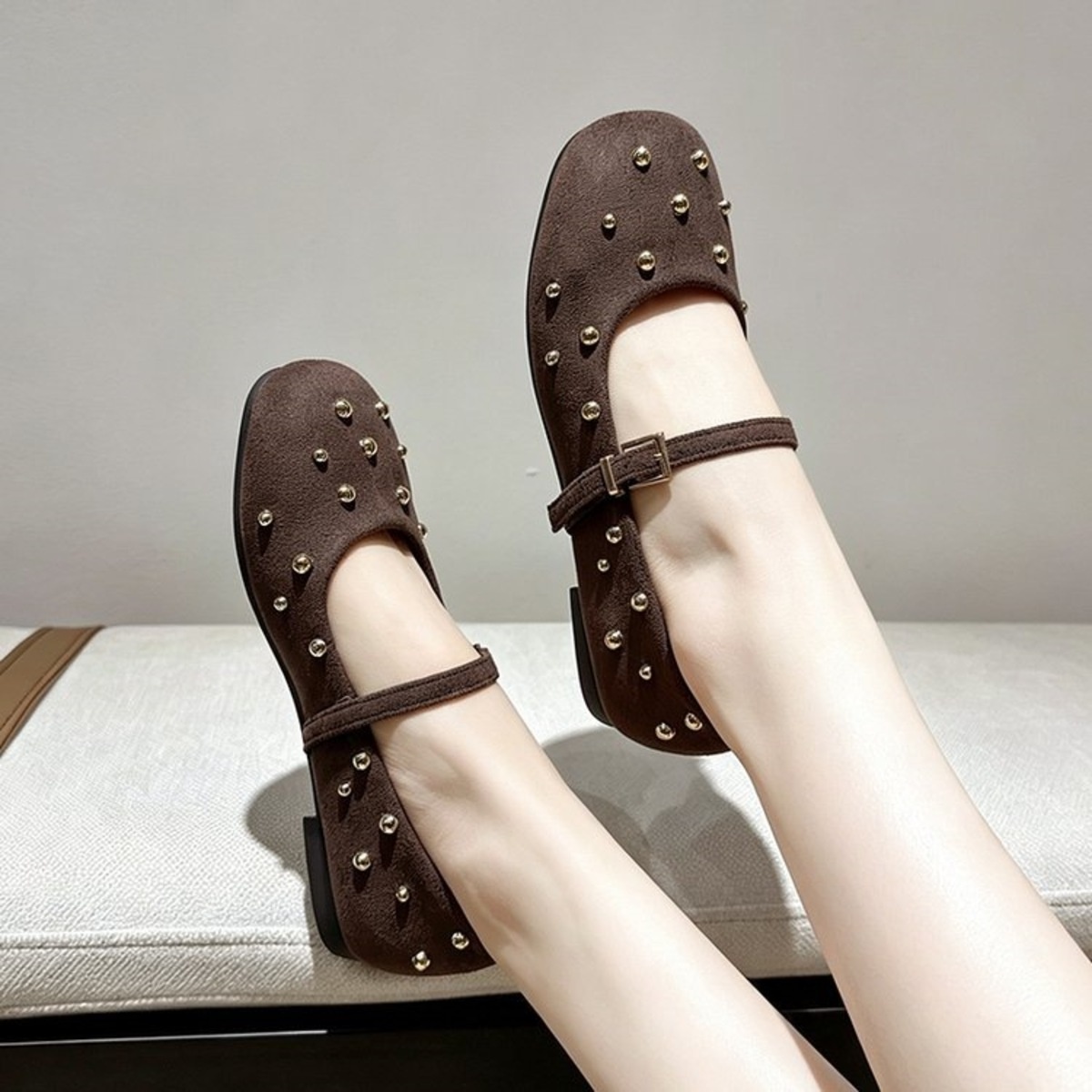 Studded Square Toe Slip-Ons
