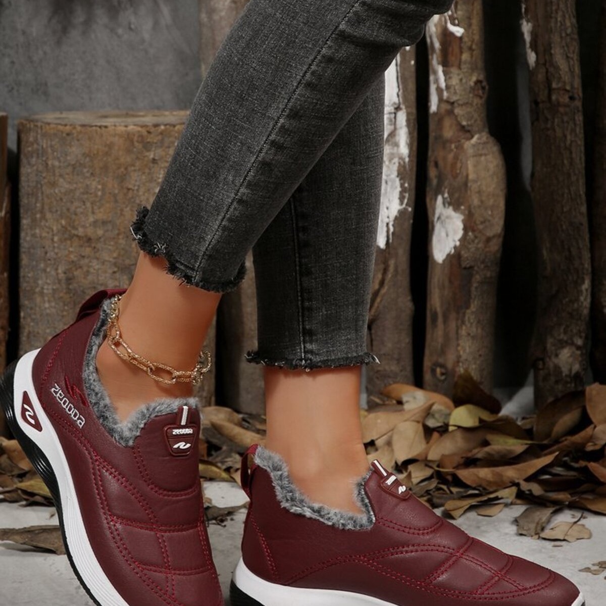 Plush Round Toe Platform Shoes