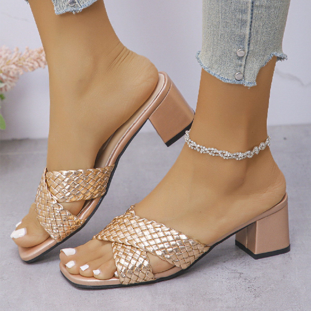 Crisscross Block Heels Sandals