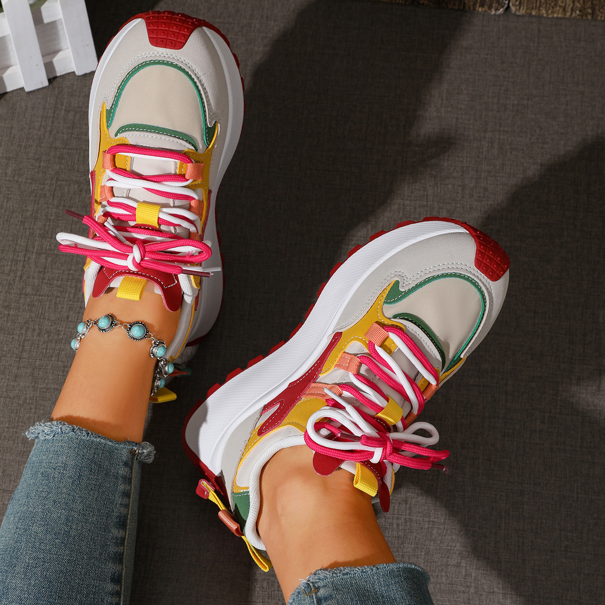 Round Toe Lace Up Sneakers