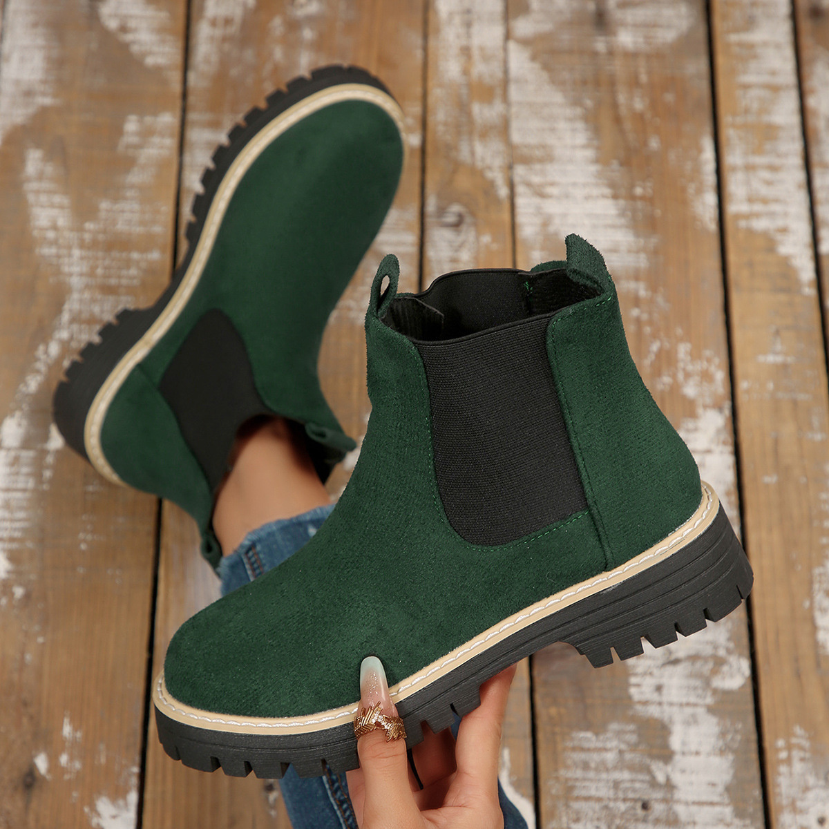 Round Toe Block Heels Boots