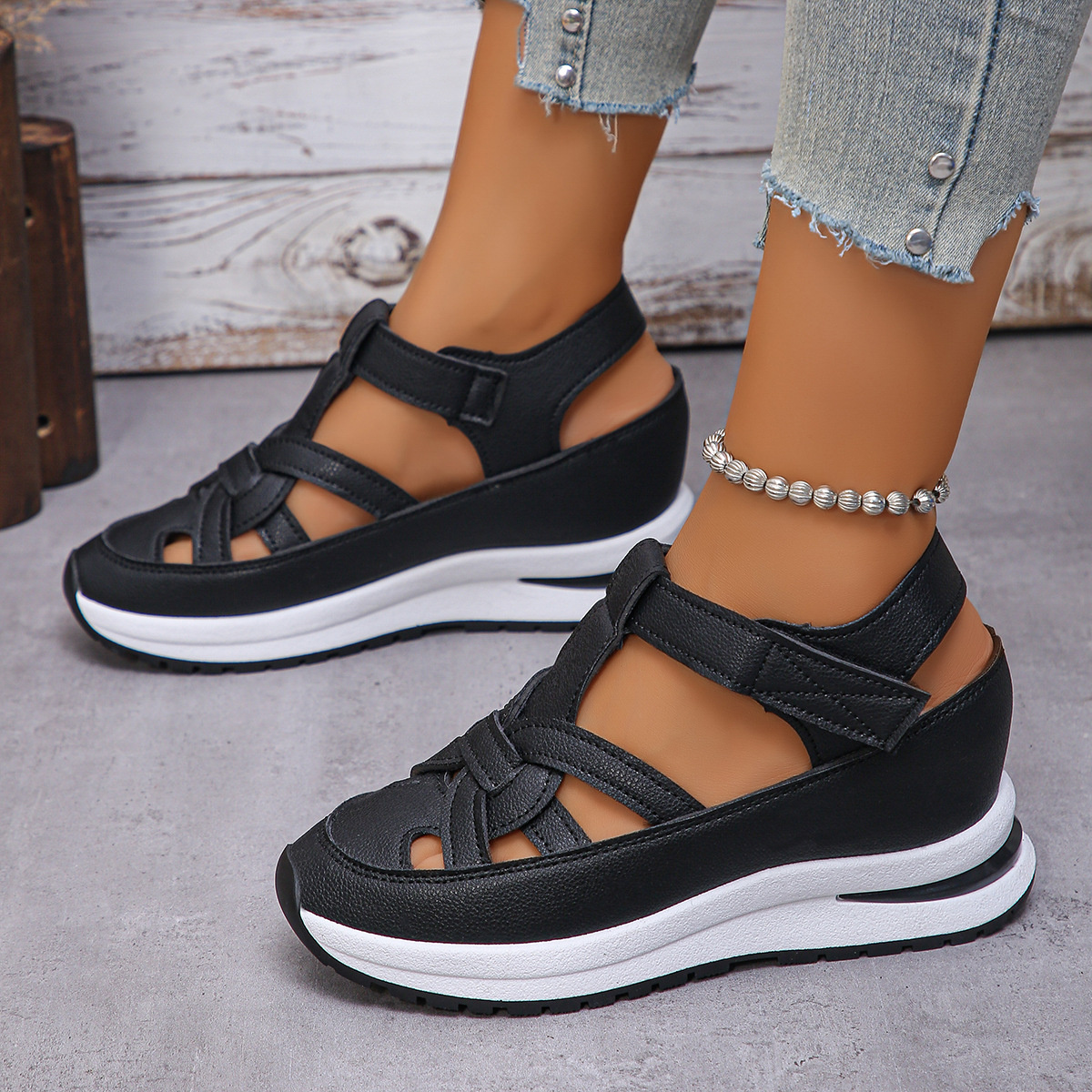 Round Toe Wedge Sandals