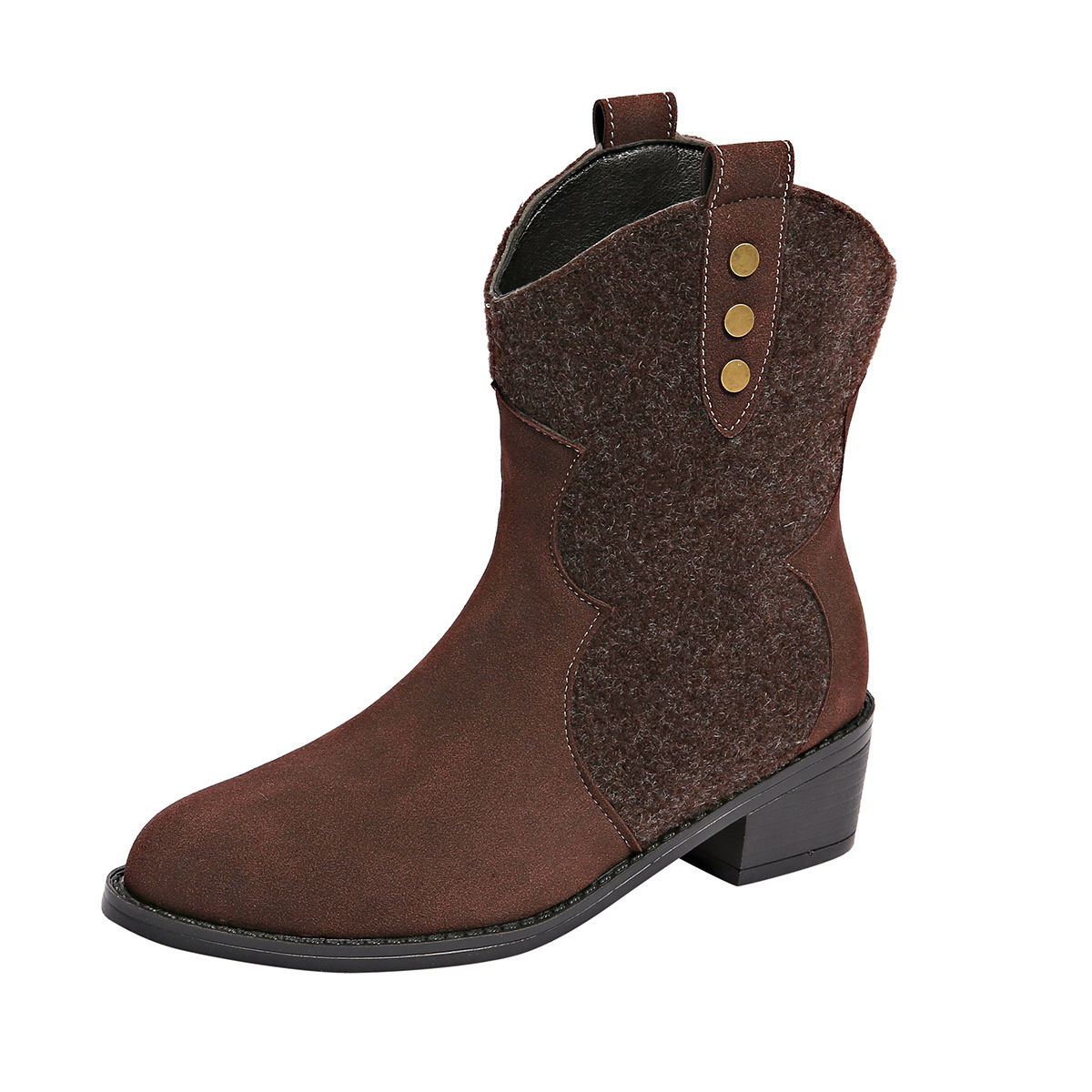 Round Toe Block Heels Boots