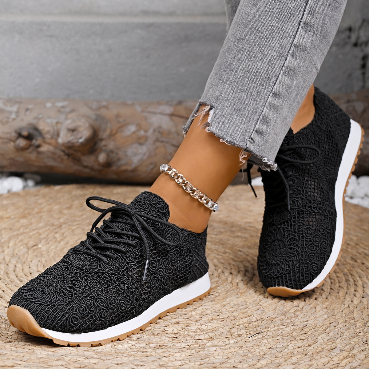 Round Toe Lace Up Sneakers