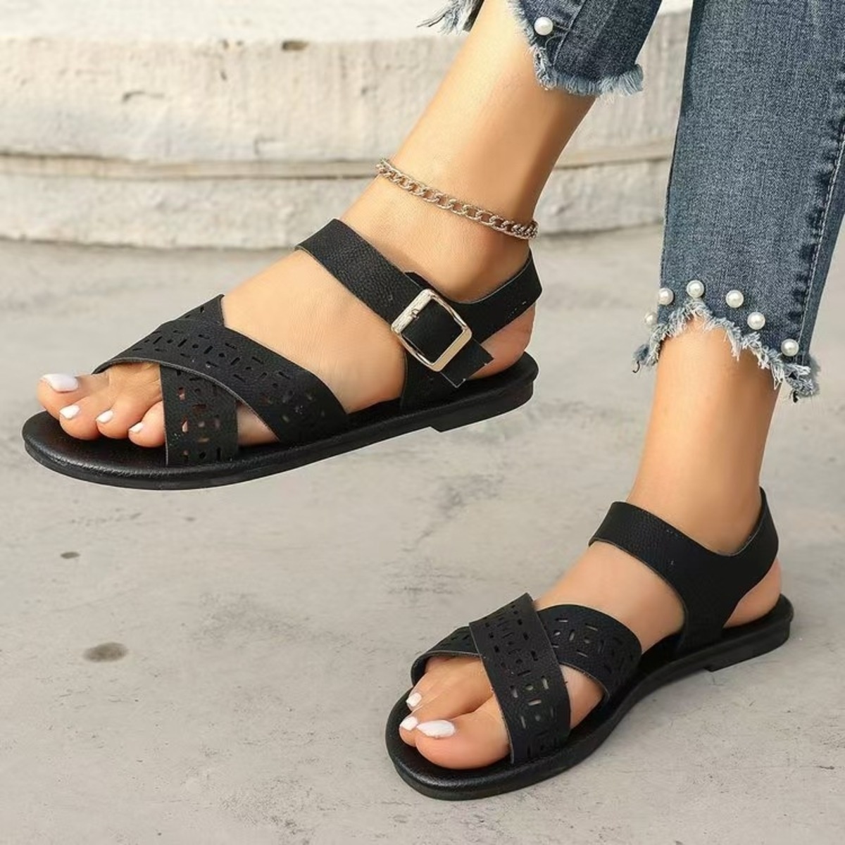 Crisscross Strap Flats Sandals