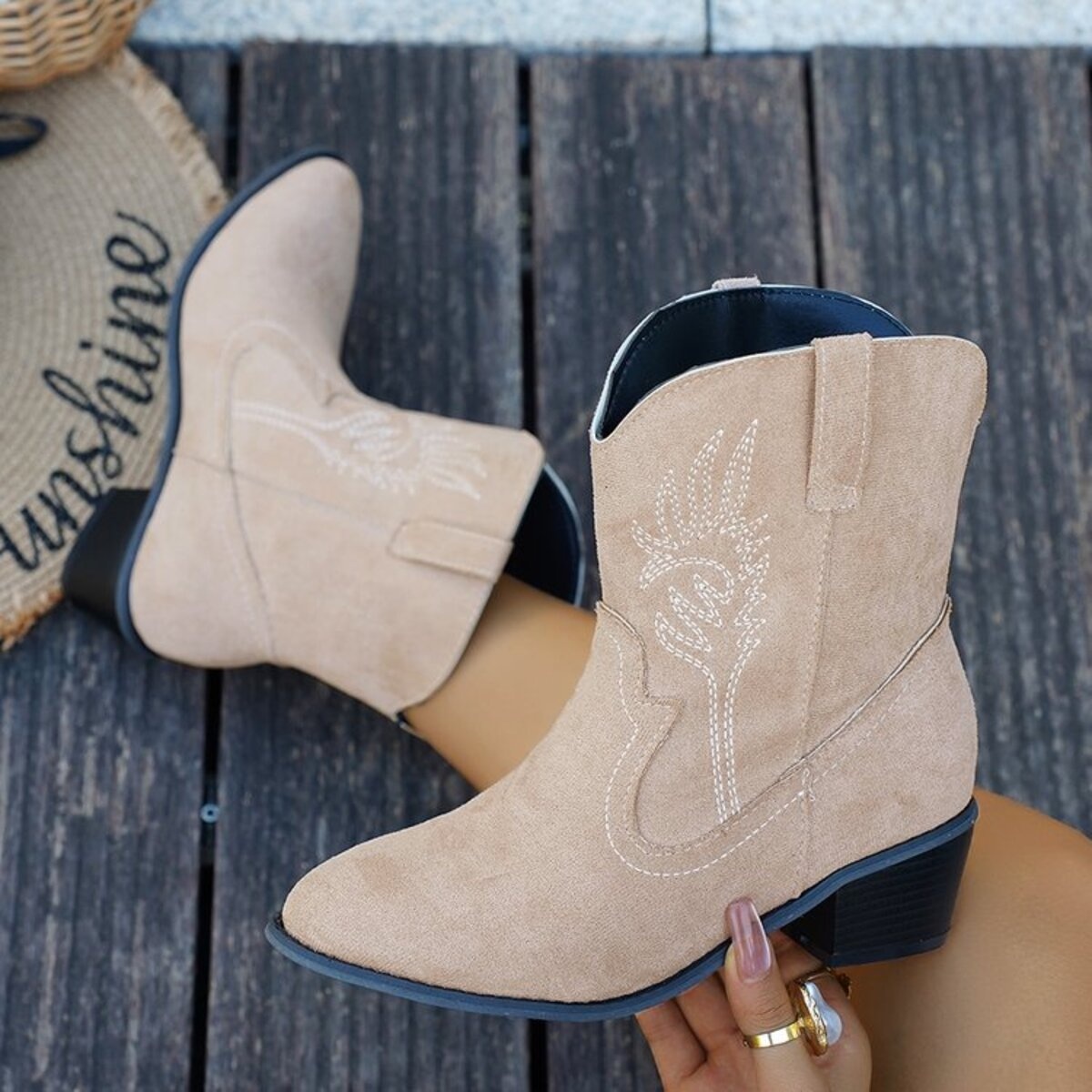 Point Toe Block Heels Boots