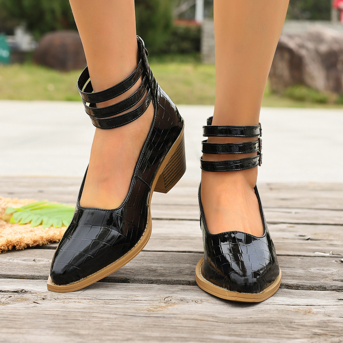 Point Toe Block Heels Pumps