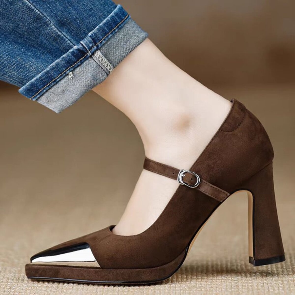 Point Toe Block Heels Pumps