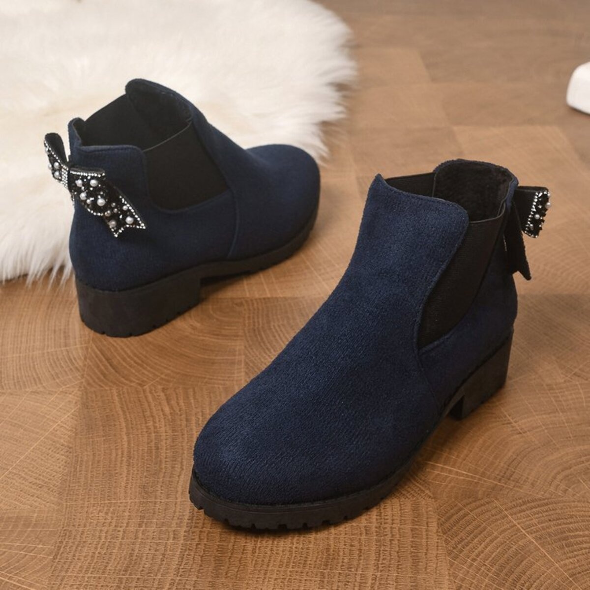 Round Toe Block Heels Boots
