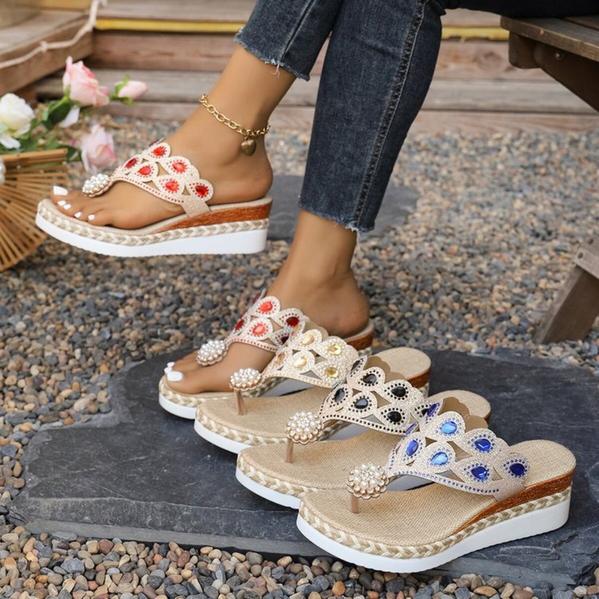 Toe Post Wedge Sandals