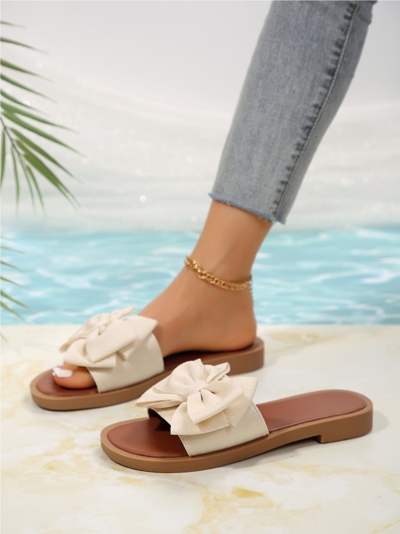 Bow-Tie Open Toe Flats Sandals