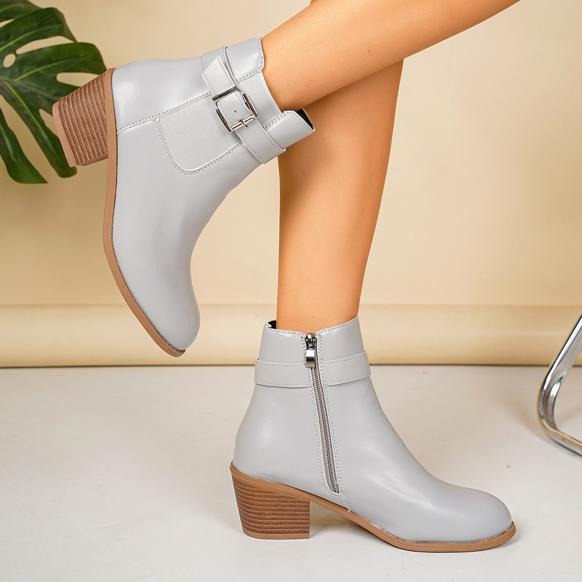 Point Toe Block Heels Boots