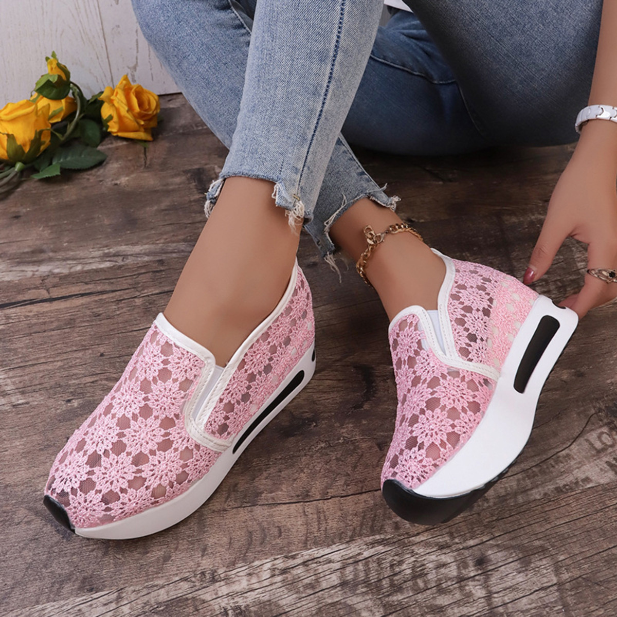 Floral Lace Breathable Slip-Ons