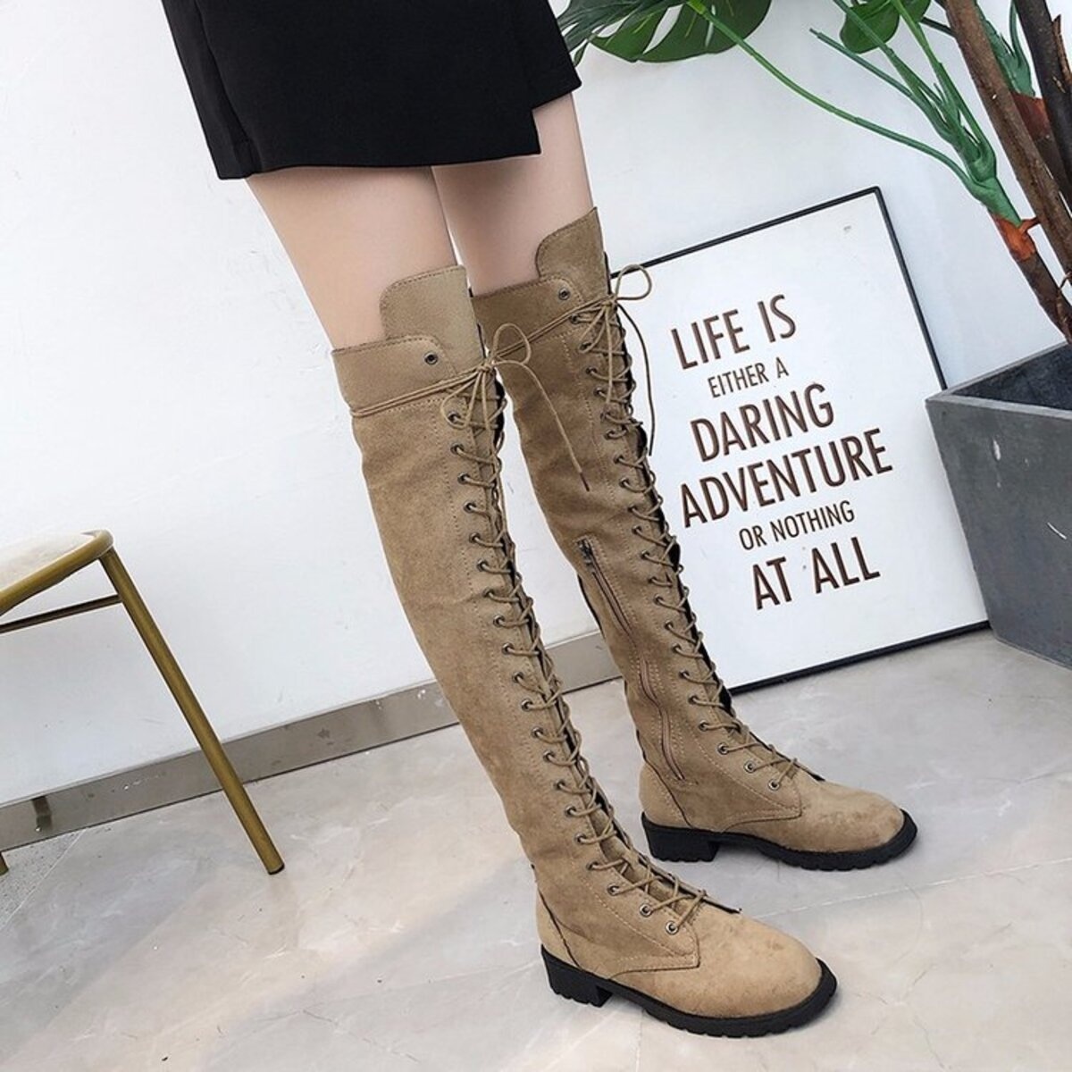 Lace-Up Over-the-Knee Boots