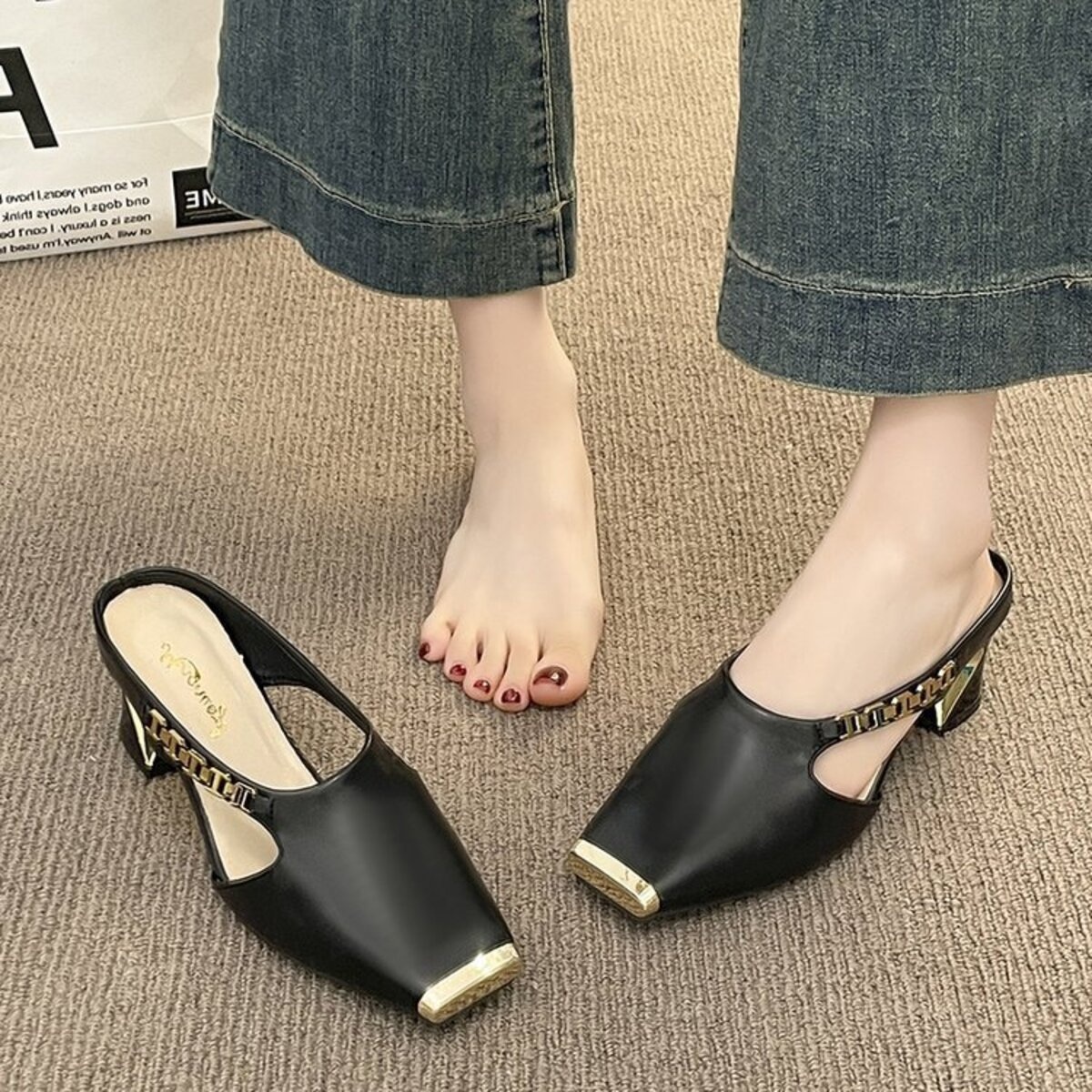 Square Toe Block Heels Sandals