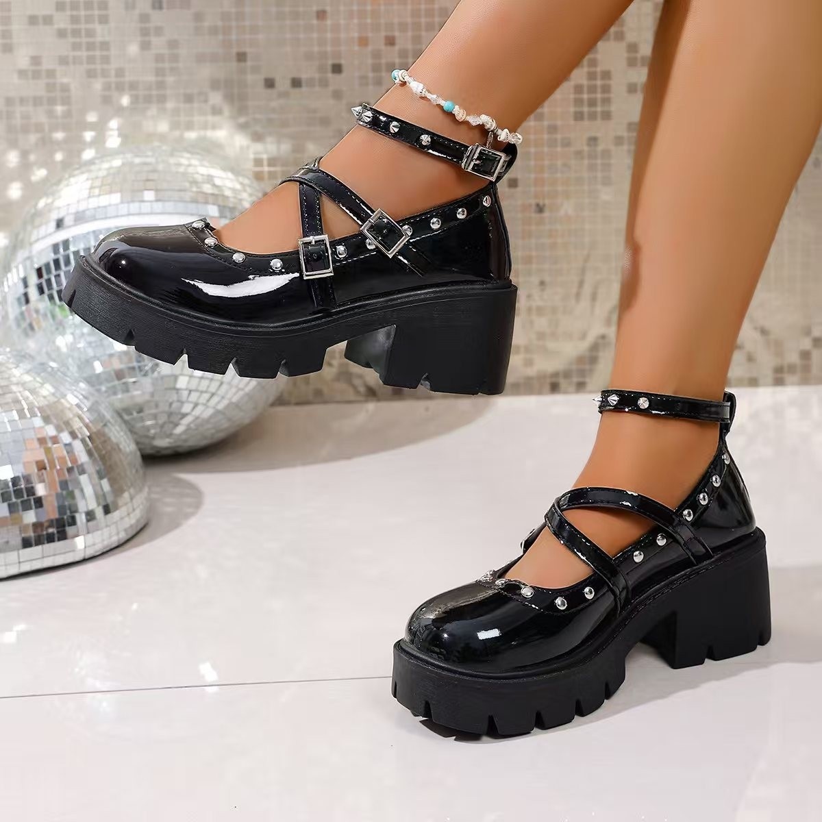 Platform Mary Jane Chunky Heel Sneakers