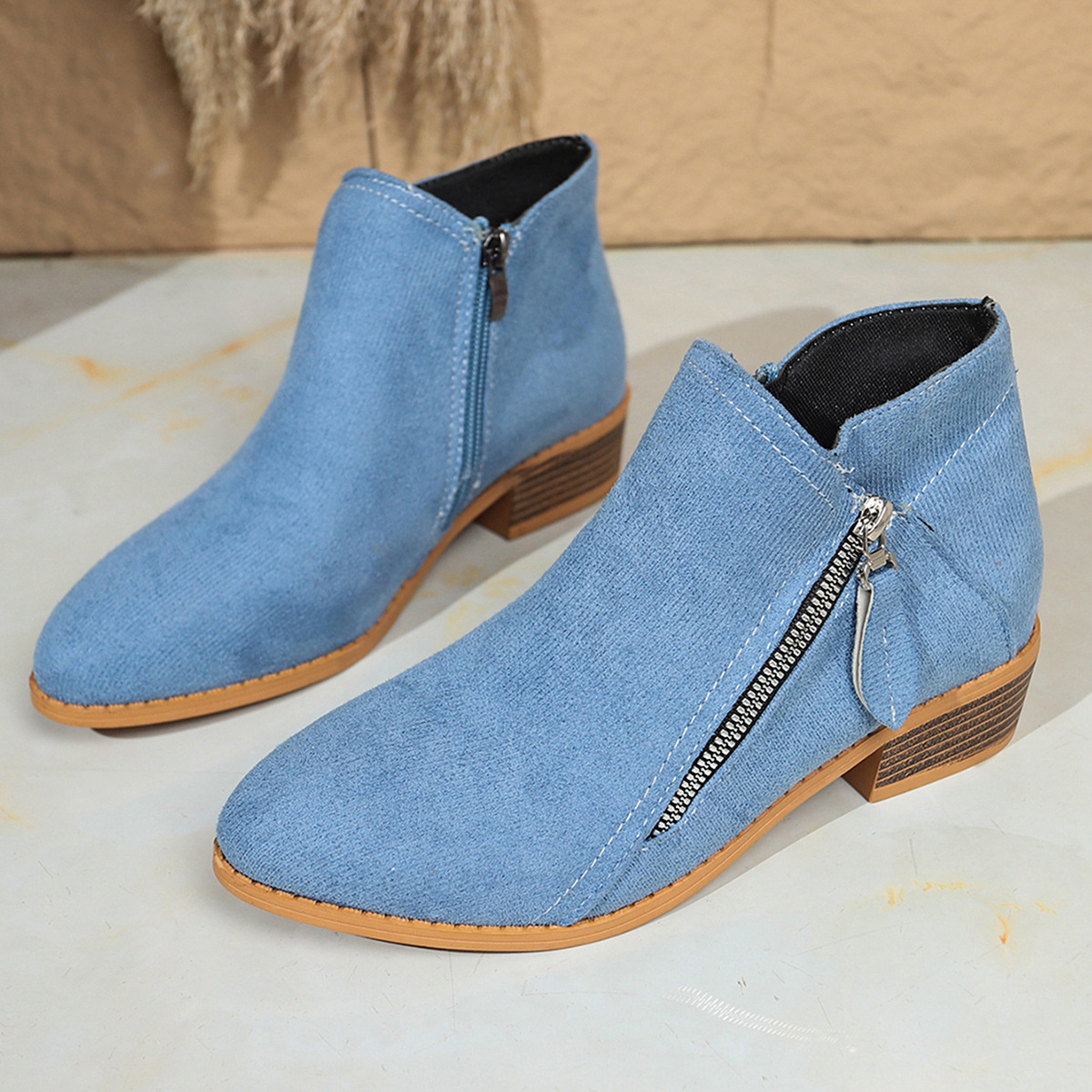 Point Toe Block Heels Boots