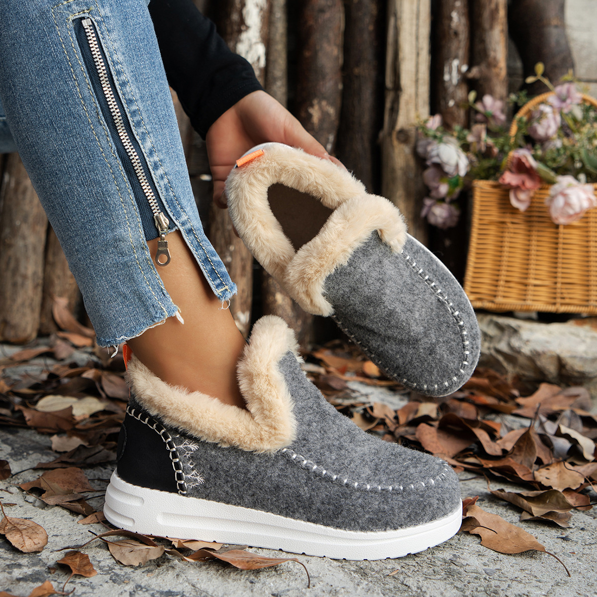 Round Toe Winter Ankle Boots