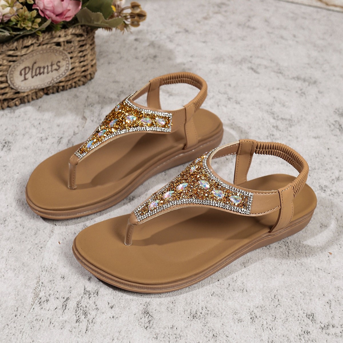 Toe Post Rhinestone Sandals