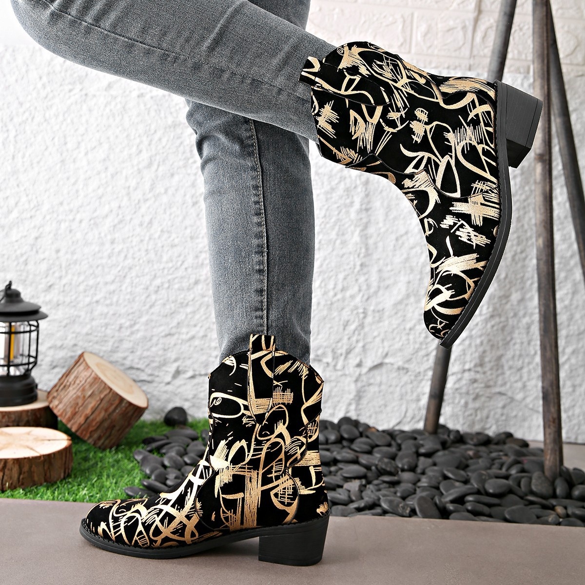 Round Toe Block Heels Boots