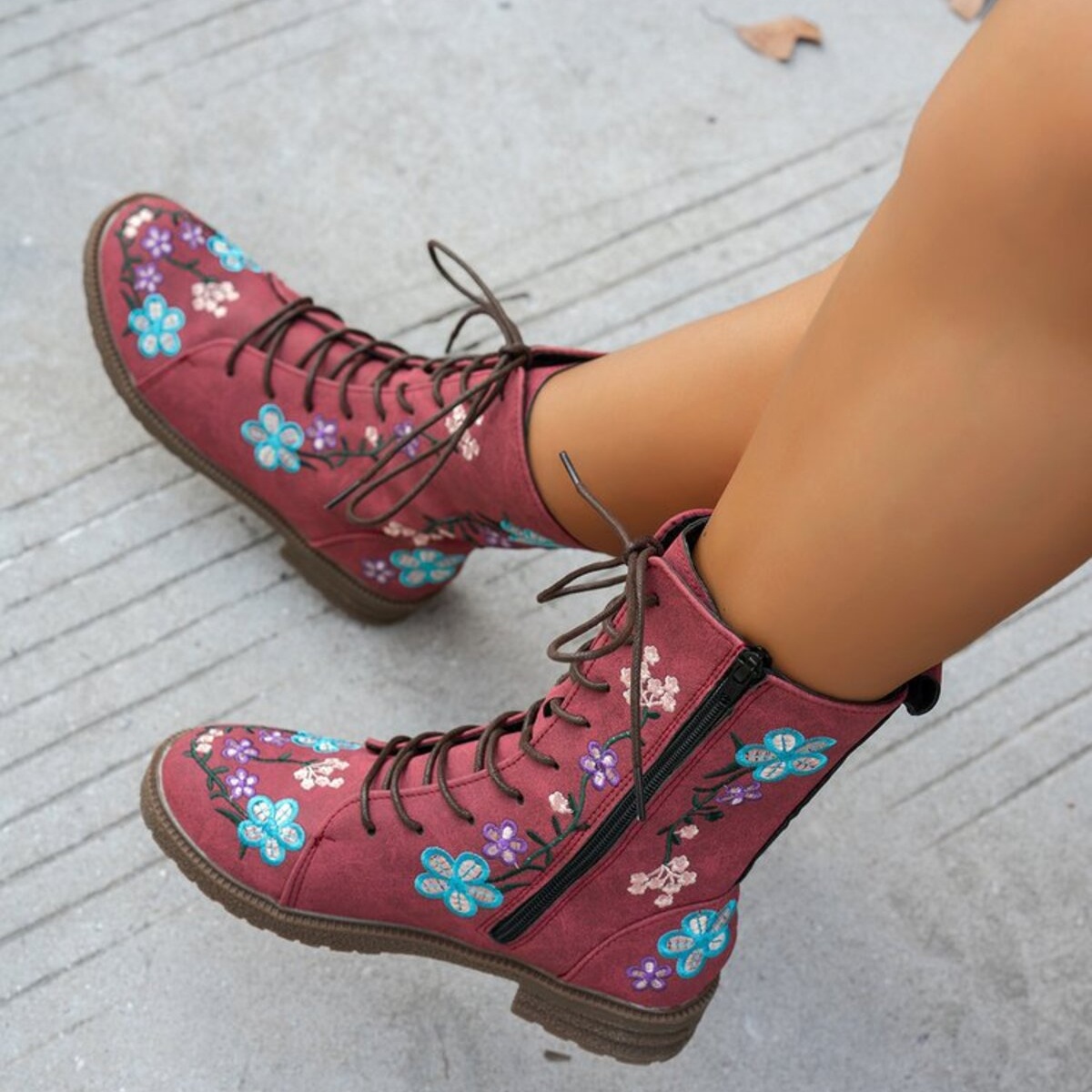 Round Toe Block Heels Boots