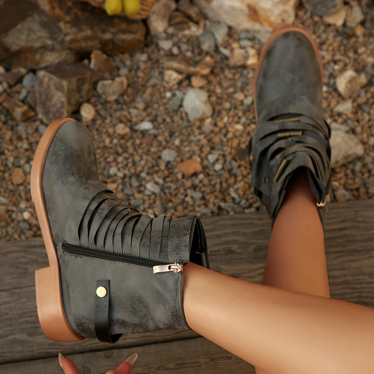Strappy Buckle Ankle Boots