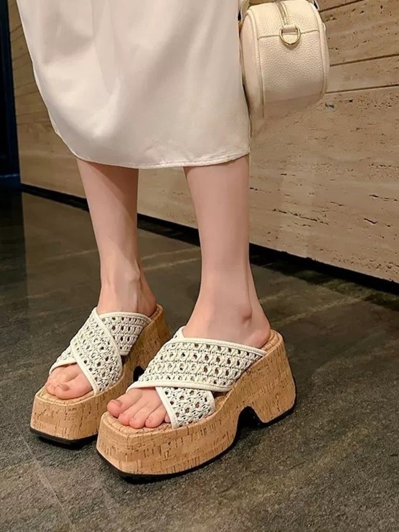 Hollow Out Mesh Platform Sandals
