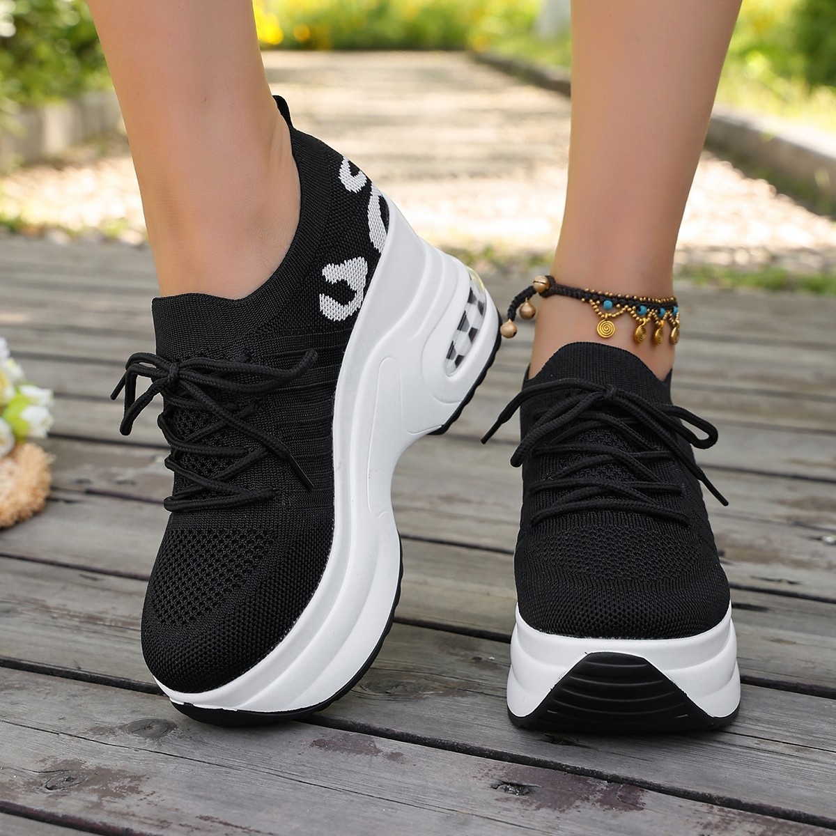 Round Toe Platform Sneakers