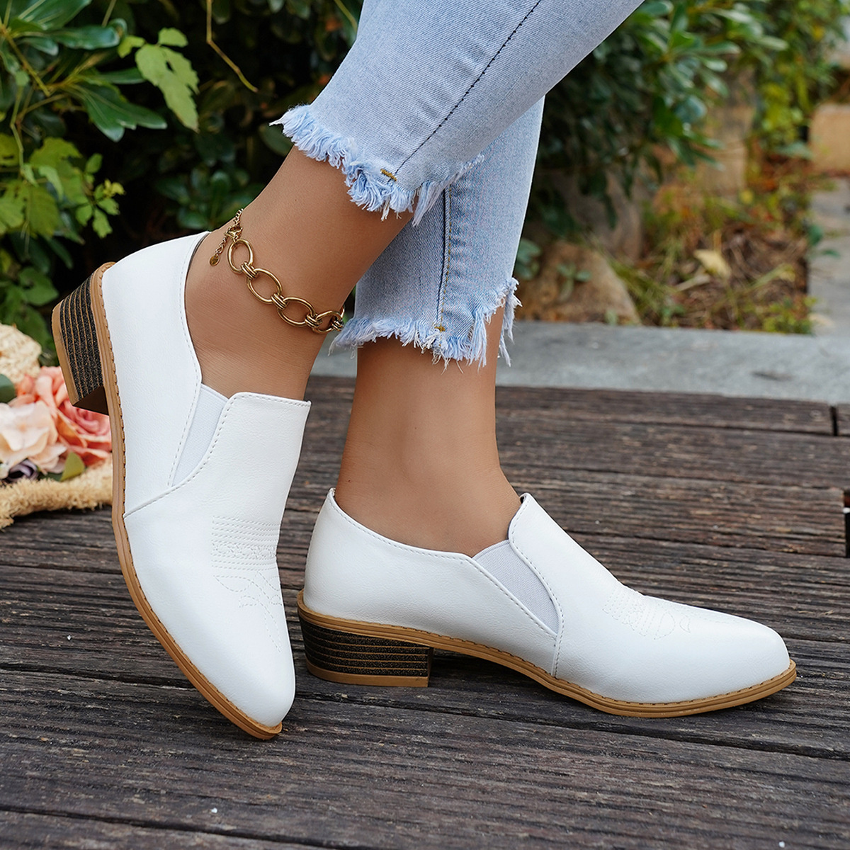 Point Toe Block Heels Loafers
