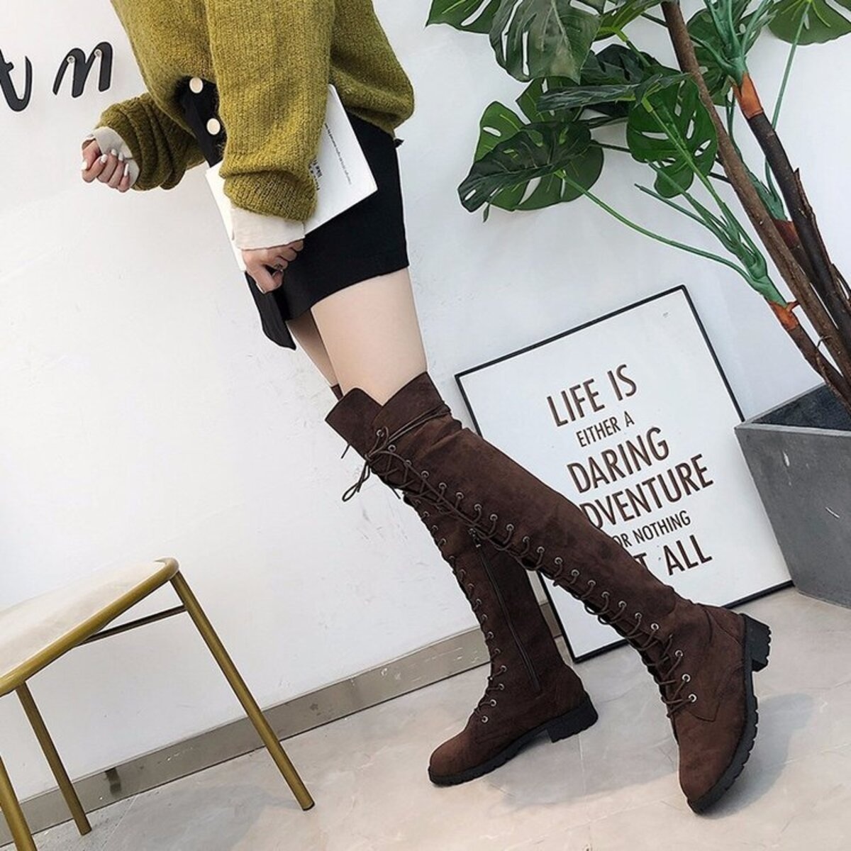 Lace-Up Over-the-Knee Boots