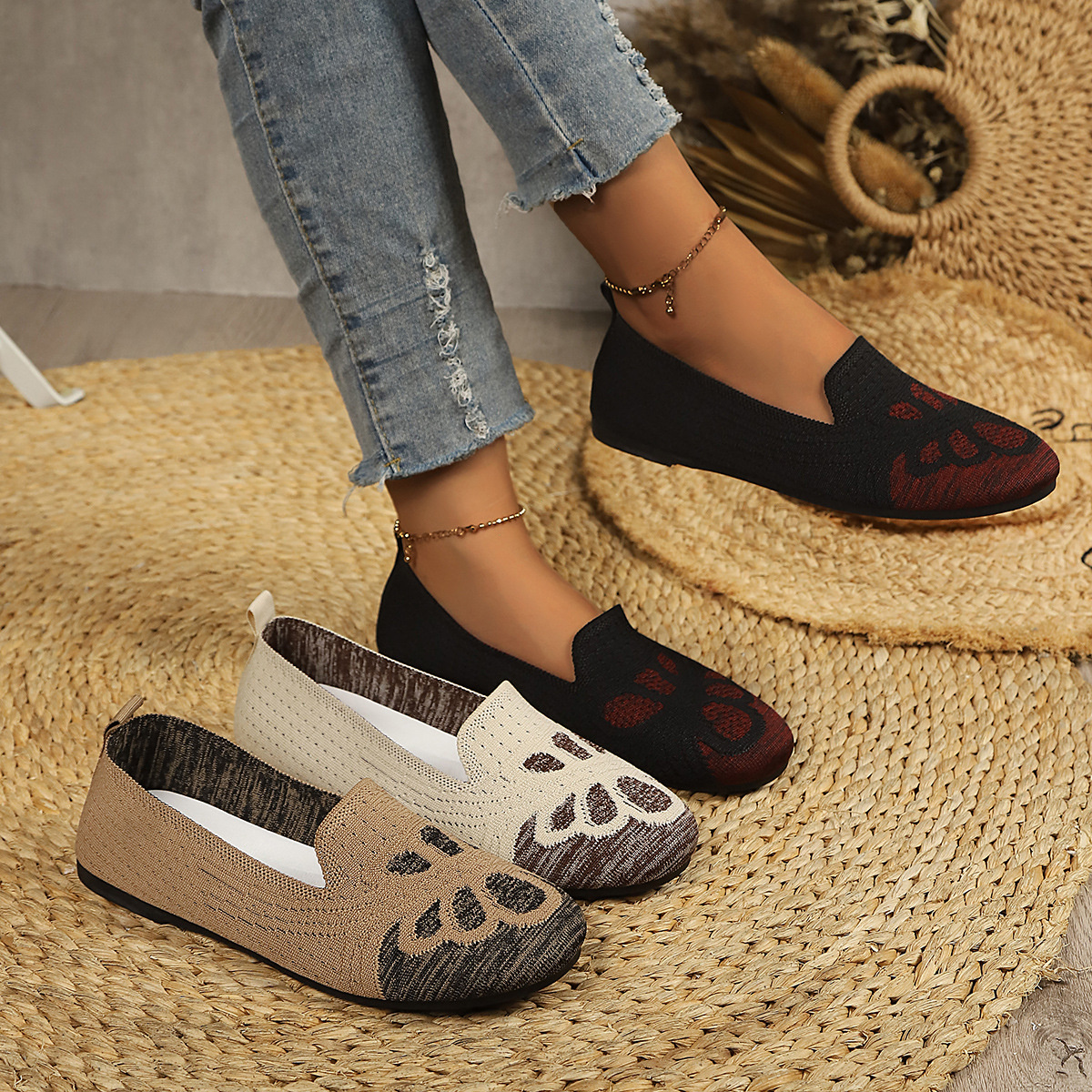 Breathable Knitted Slip-Ons